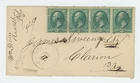 Mr Fancy Cancel 3c Gr Strip 4 Reidsburg PA Clarion PA Target Cancel Cvr #5816