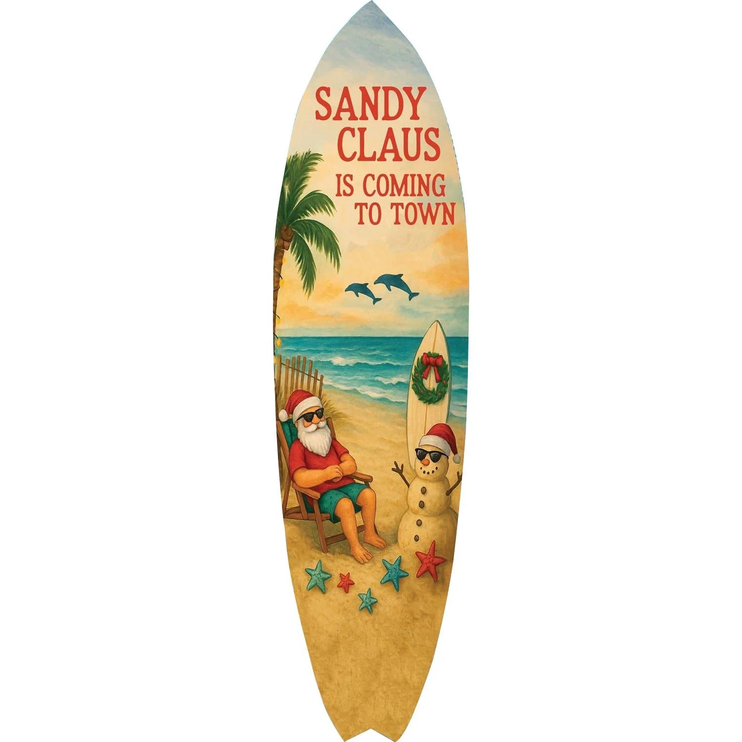 JennyGems Sandy Claus Surfboard Sign Outdoor PVC Christmas Beach Wall Décor
Opens in a new window or