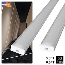 50 Pack 3.3FT/1M U-Channel Led Aluminum Channel With Milky Cover For Led Strip