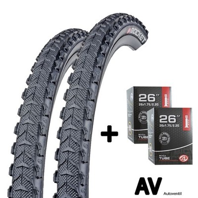 AUTHOR 2x Fahrrad Reifen 26 Zoll 47-559 mit Schlauch AV Set für vorn und hinten