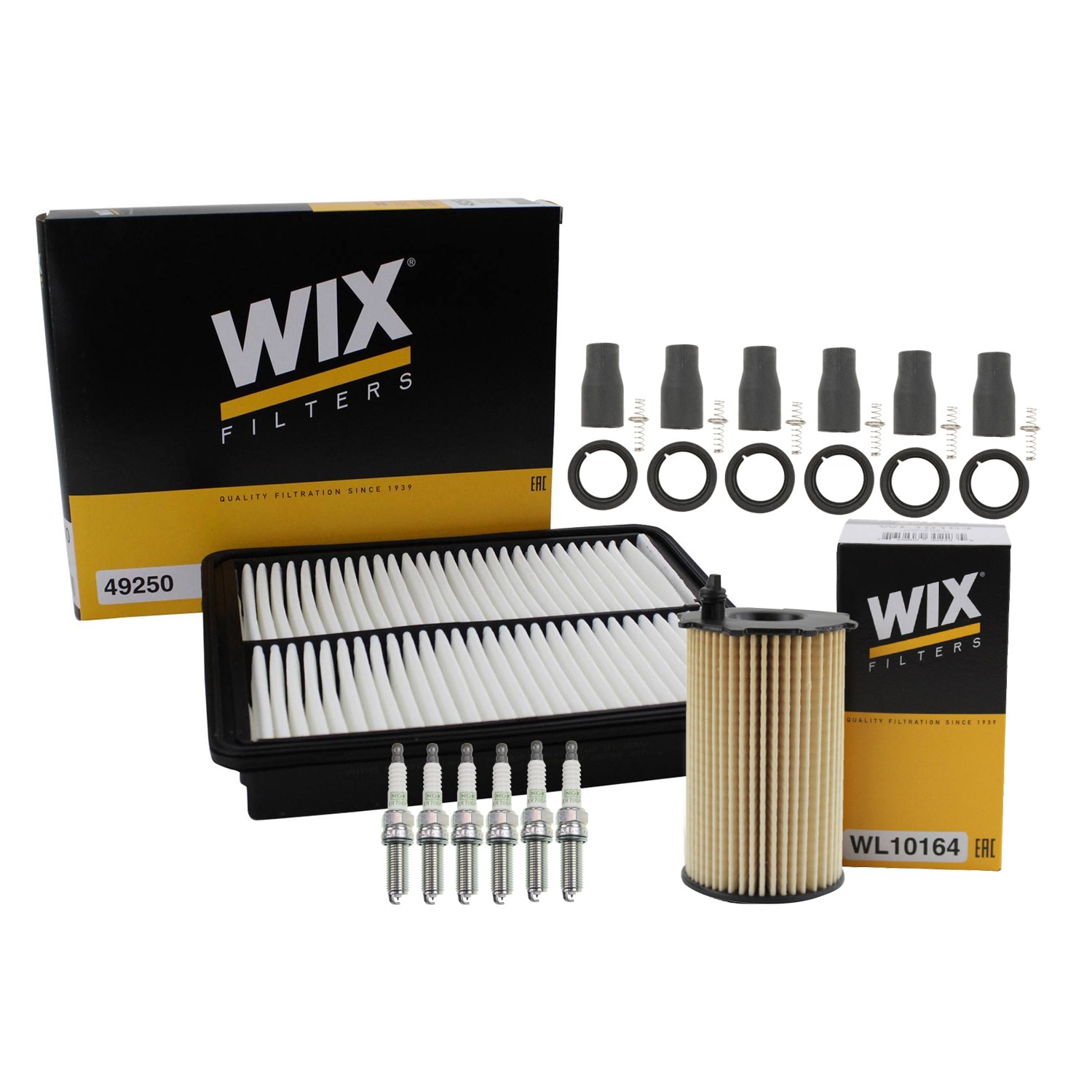 Wix Tune Up Kit NGK 6 Spark Plugs  Coil Boots Kit for Azera Sorento 3.5L V6