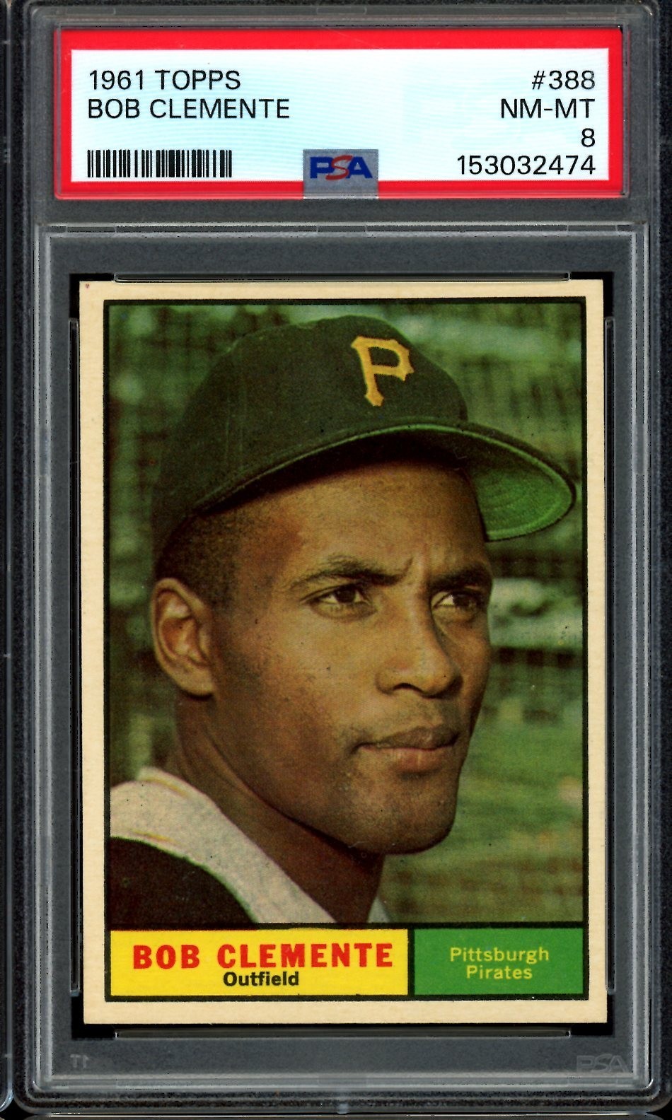 1961 Topps Baseball #388 Bob Clemente PSA 8