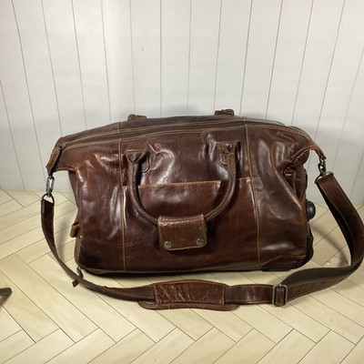 JACK GEORGES wheeled Duffle Bag Brown Leather Great Condition