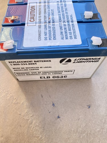 Lithonia Lighting ELB 0636 6V 36A/HR Slip On Lead Calcium Battery - Picture 5 of 6
