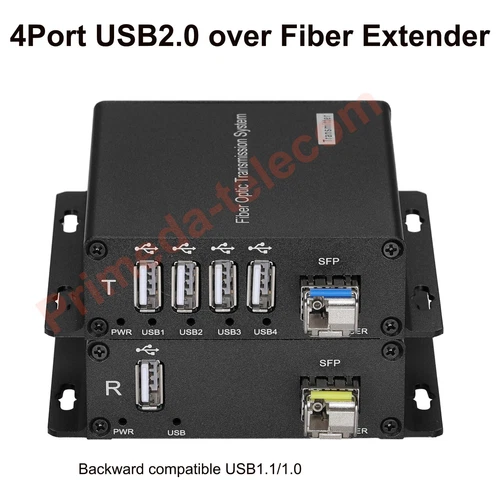 4 Ports USB2.0 over Fiber optic Extender LC Singlemode single Fiber up to 20Km