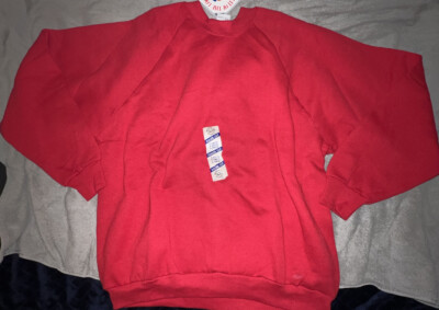 Fruit Of The Loom Fuller Cut Premium Red Crewneck Pullover Size L USA NWT