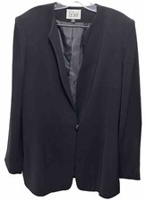 Le Suit Size 18 Black Lined One Button Blazer Business Work EUC