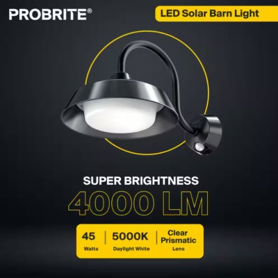 PROBRITE SNEB50-MS-5K-BZ Equivalent LED Black Wall Mounted Motion Sensing Solar