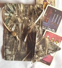 Tarot / Oracle Card Drawstring Bag Handmade Realtree w/Beads PLUS Crystal Pouch