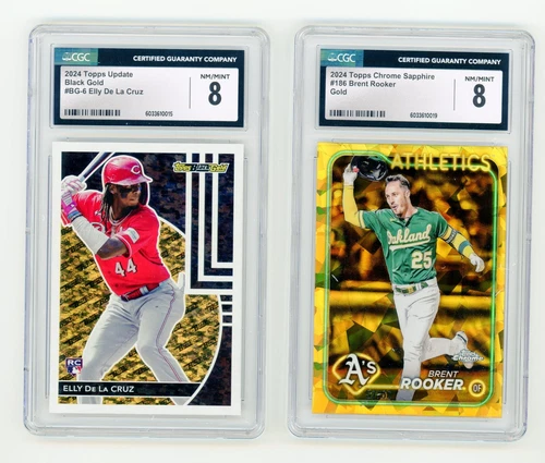 Elly De La Cruz & Brent Rooker /50 CGC 8 Lot – Gold/Sapphire RCs 2024 Topps