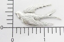 36464         2 Pc  Matte Silver Oxidized Flying Bird Brass Jewelry Finding