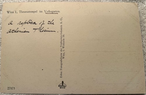 RPPC Replik des Theseustempels liegt im Wiener Volksgarten schwarz-weiß - Bild 2 von 2