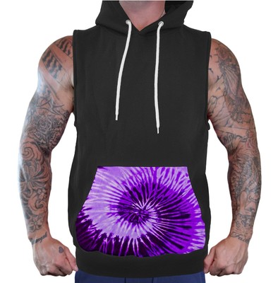 Unisex Purple Swirl Tie Dye Pocket Black Vest Hoodie PLY P131 Rave Music Feast | eBay