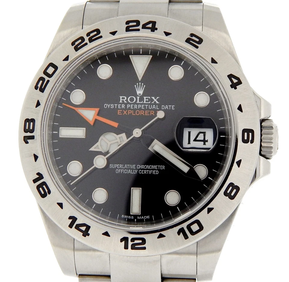 Rolex Explorer II Reloj Hombre Acero Inoxidable 42mm Naranja Mano Esfera Negra 216570