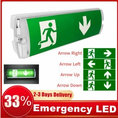 CUTEVER LED EMERGENCY LIGHT BULKHEAD EXIT SIGN MAINTAINED OR NON MAINTAINED FIRE EXIT