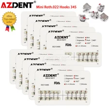 10Packs Dental Orthodontic Ultrathin Metal Brackets Mini Roth.022 Hooks 345 FDA