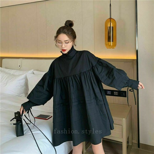 Camicia lunga donna ragazza blusa top abito manica a sbuffo Lolita retrò sciolta carina chic - Foto 13 di 26
