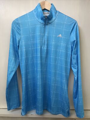 ADIDAS Golf Women's Active 1/4 Zip Long Sleeve Shirt Blue Print UPF 50 M  NWT