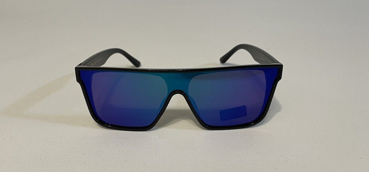 LOCS Sunglasses Flat Top Plastic Frames One Piece Mirror 