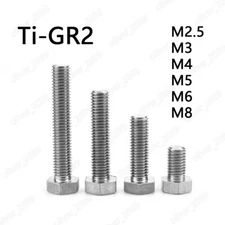 Titanium GR2 Hexagon Bolts Hex Head Cap Screws M2/M3/M4/M5/M6/M8/M10/M12/M14-M20