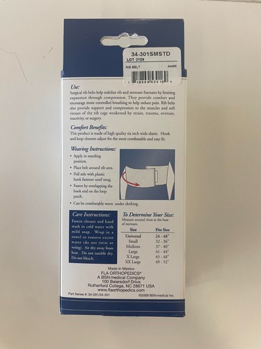 FLA ORTHOPEDICS Hospital Grade Rib Belt For Men (White) Small (32-36") - 第 2/3 張圖片