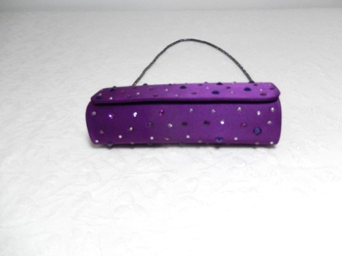 NWT Inge Christopher 3 vars Swarovski Krystle shoulder clutch 7.5"x3.5", Purple - Picture 6 of 6