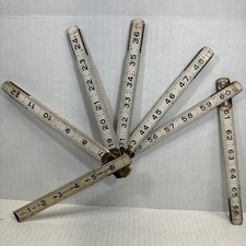VTG Revere 66" Wood & Brass Folding Ruler Measuring Made In The USA