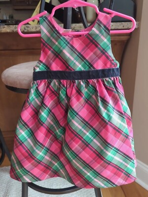 OshKosh Baby Bgosh Dress Sz 18M Plaid Satin Lined & Mesh 18 Month