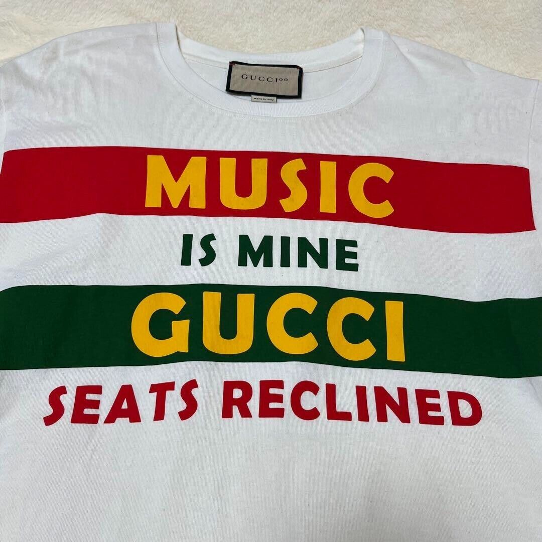 GUCCI Tops T-Shirt Women Size S Cotton White MUSIC IS MINE GUCCI Tops T-Shirt Women Size S Cotton White MUSIC IS MINE