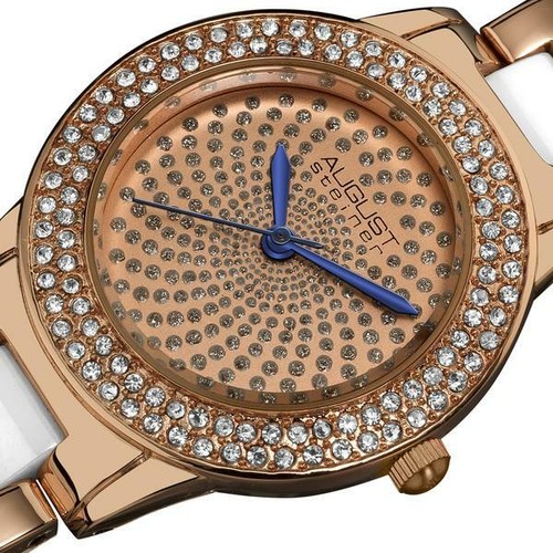 August Steiner AS8052RG Cristal Strass Céramique Bracelet Lien Montre Femmes - Photo 4 sur 5