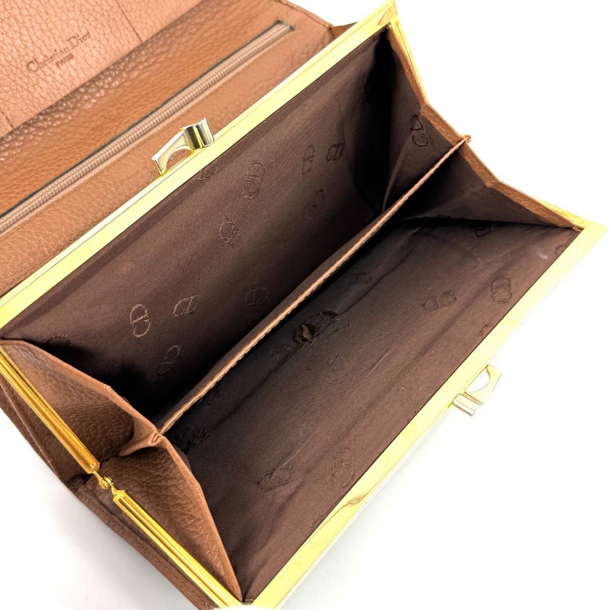 小物 Christian Dior Honeycomb long wallet Christian Dior Honeycomb Brown PVC Leather Long Wallet