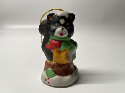 1987 American Trends Corp Christmas Skunk bell porcelain F2