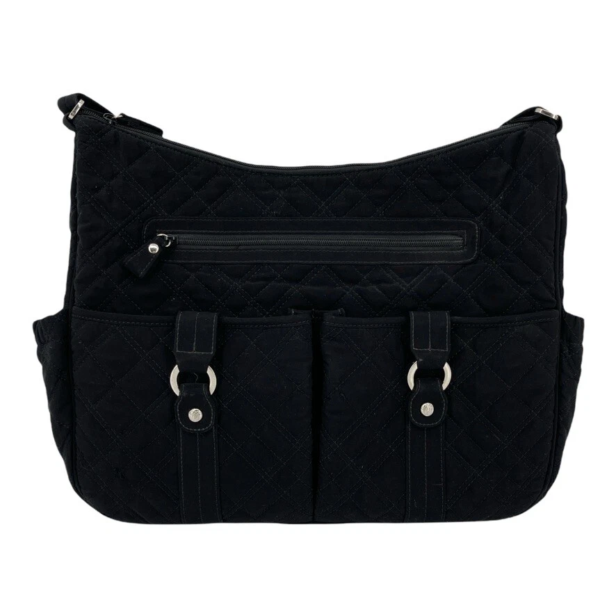 Vera Bradley Baby Diaper Bag Black Quilted Zebra Print Vinyl Lined   