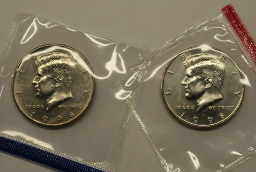 1998 P & D Uncirculated Kennedy Half Dollars in Mint Cello, Free Shipping