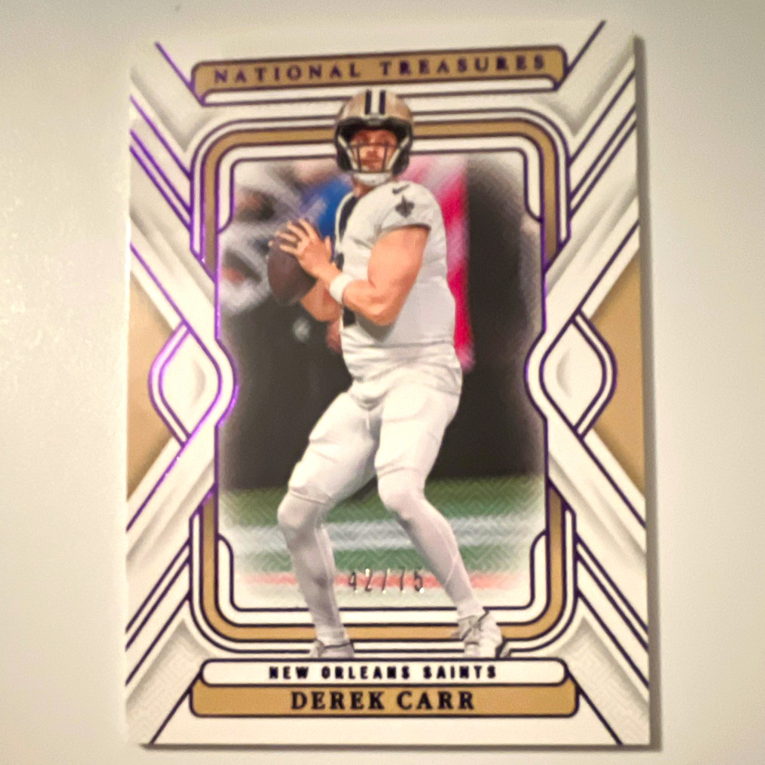 Panini 2024 National Treasures Derek Carr New Orleans Saints Purple /75 #70