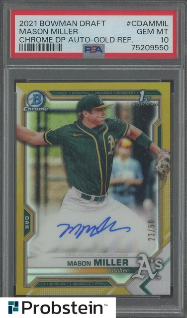 2021 Bowman Chrome DP Gold Refractor Mason Miller RC Rookie AUTO 23/50 PSA 10