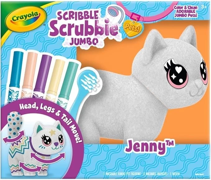 Scribble Scrubbie Jumbo, Grande Posable Animal Juguete Gato para Niñas y Niños, 6 Pulgadas Foto 4 de 4