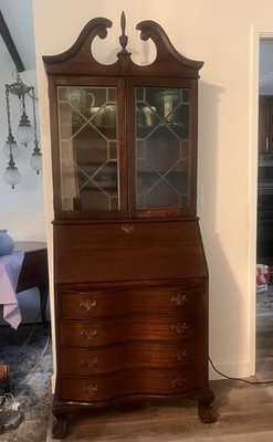 Antique vintage mahogany secretary desk.  In great condition for its age has key