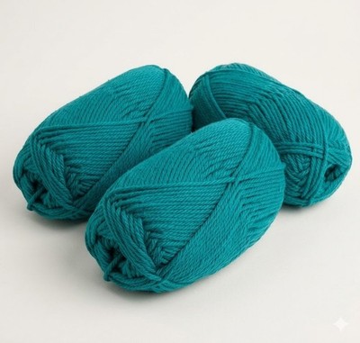 Marina Aran Yarn 3 Skein Pack Soft Teal Wool Blend Knitting Crochet Yarn
