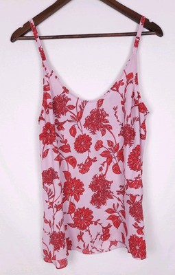 Cabi Medium Pink Floral Print Adore Peplum Tank Cami Adjustable Straps #5533