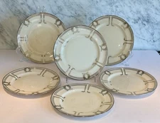 Lenox Belleek Silver Overlay Laurel Wreath Art Deco Set 6 plates 7.5" c. 1900