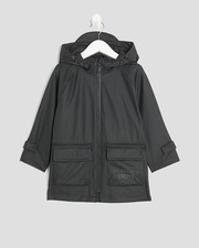 River Island Mini Boys Coat Black Raincoat Drawstring Hooded Outerwear Top