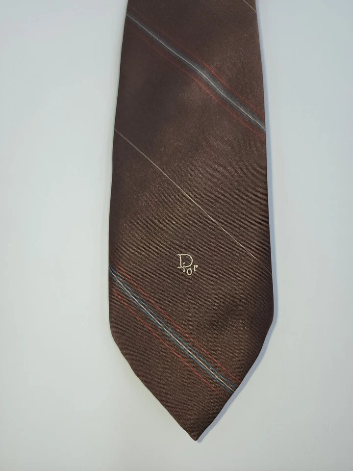 Corbata de Colección Christian Dior Monsieur Cuello Rayas Hecha en Estados Unidos Tejida Italia Seda Poliéster Foto 2 de 4