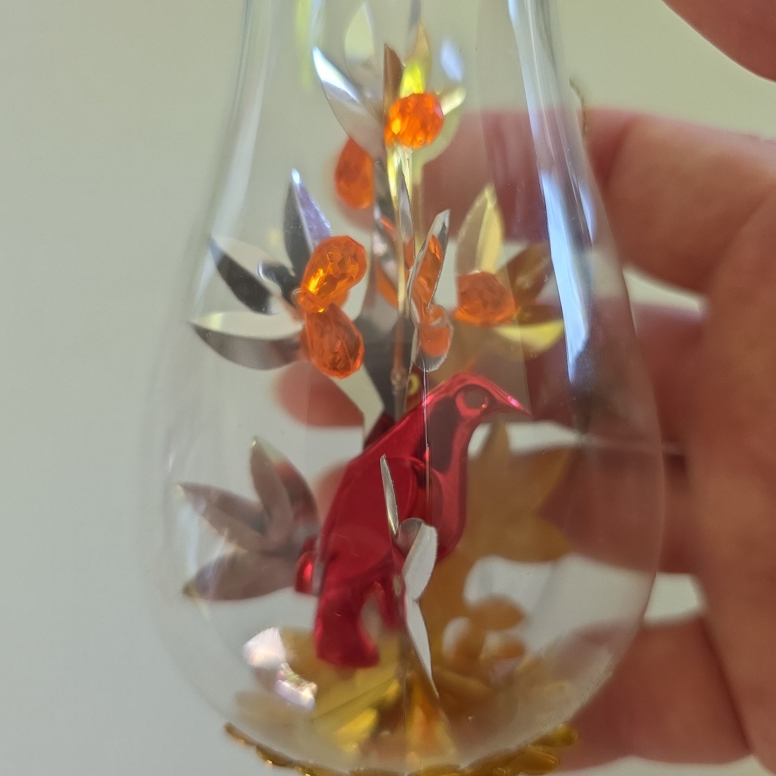Resl Lenz Gold Foil Partridge in a Pear Tree Germany Glass Ornament Vintage