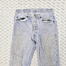 Vtg Levis 501 Straight Leg Acid Wash Denim Pants Jeans Grey Distressed - 31x32