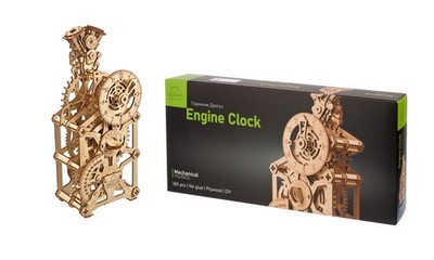 UGEARS Motoren-Uhr Modellbausatz 3D Puzzle Bausatz Mechanisches Modell Holzpuzzl