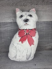 Christmas West Highland Terrier Westie Plush Pillow Dog Puppy Decor 14" Vtg b271