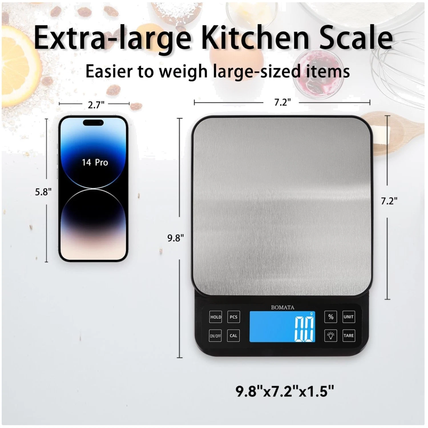 High Precision Kitchen Scale, 5kg Capacity, USB Rechargeable