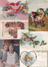Lot Of 400+ Antique/Vintage Postcards Greetings Comic Holiday Romance Flowers
