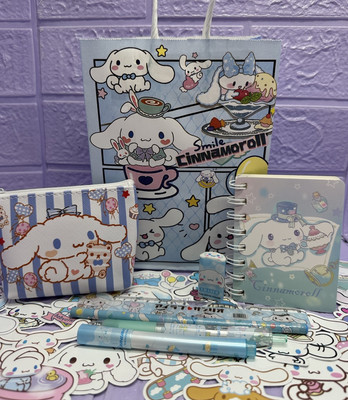 CINNAMOROLL Geschenktüte süß Notizbuch Handtasche Gummistift Bleistift Textmarker Sanrio